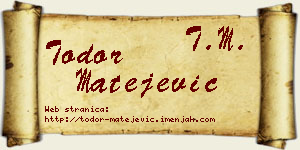 Todor Matejević vizit kartica